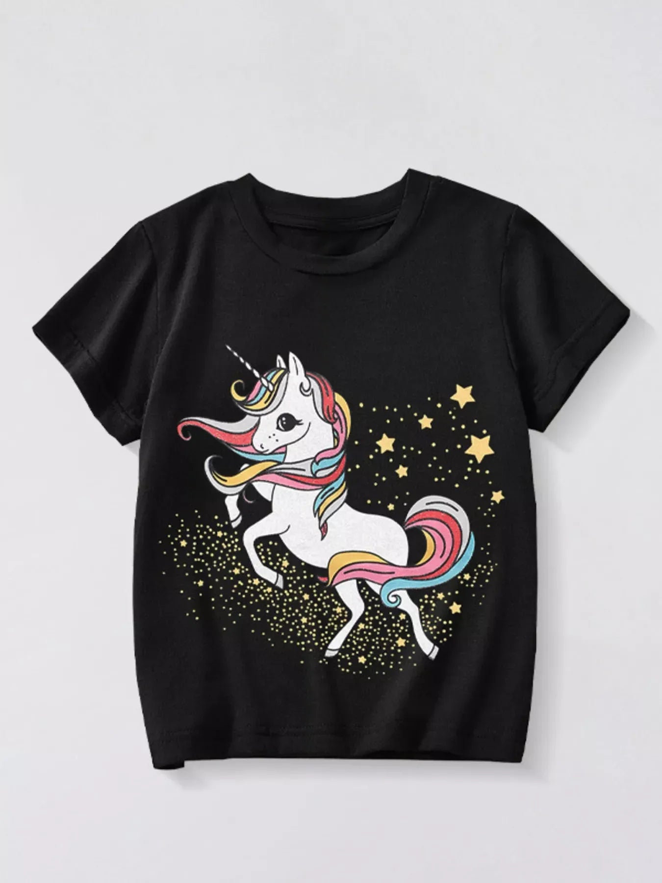 Children's Unicorn Graphic Short Sleeve T-Shirt - Trendsi - Flyclothing LLC