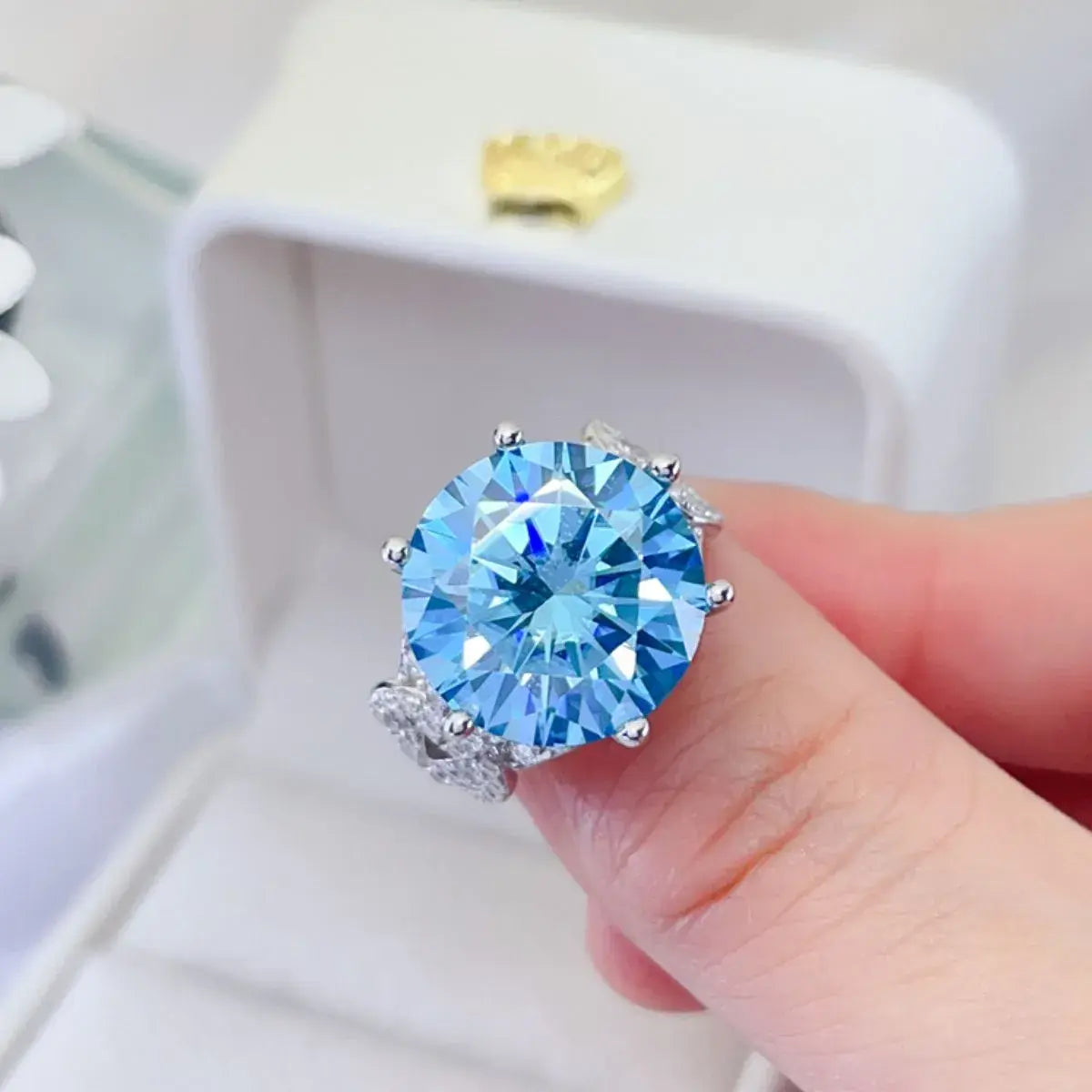 10 Carat Moissanite 925 Sterling Silver Ring - Trendsi - Flyclothing LLC