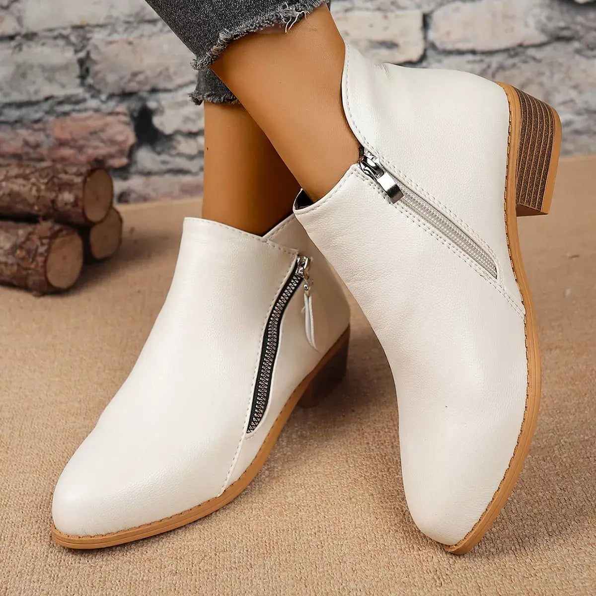 Size Zipper Block Heels Boots - Trendsi - Flyclothing LLC