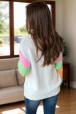 Color Block Round Neck Sweater - Trendsi - Flyclothing LLC