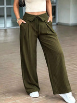 High-Waisted Wide-Leg Pinstripe Pants - Trendsi - Flyclothing LLC
