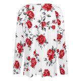 Baha Ranch Colores de Mexico Red Rose Floral Long Sleeve Top