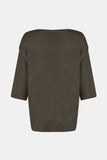 V-Neck Three-Quarter Sleeve Knit Top - Trendsi - Flyclothing LLC