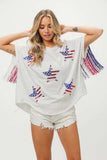 BiBi American Flag Sequin Star Fringe Top - Trendsi - Flyclothing LLC