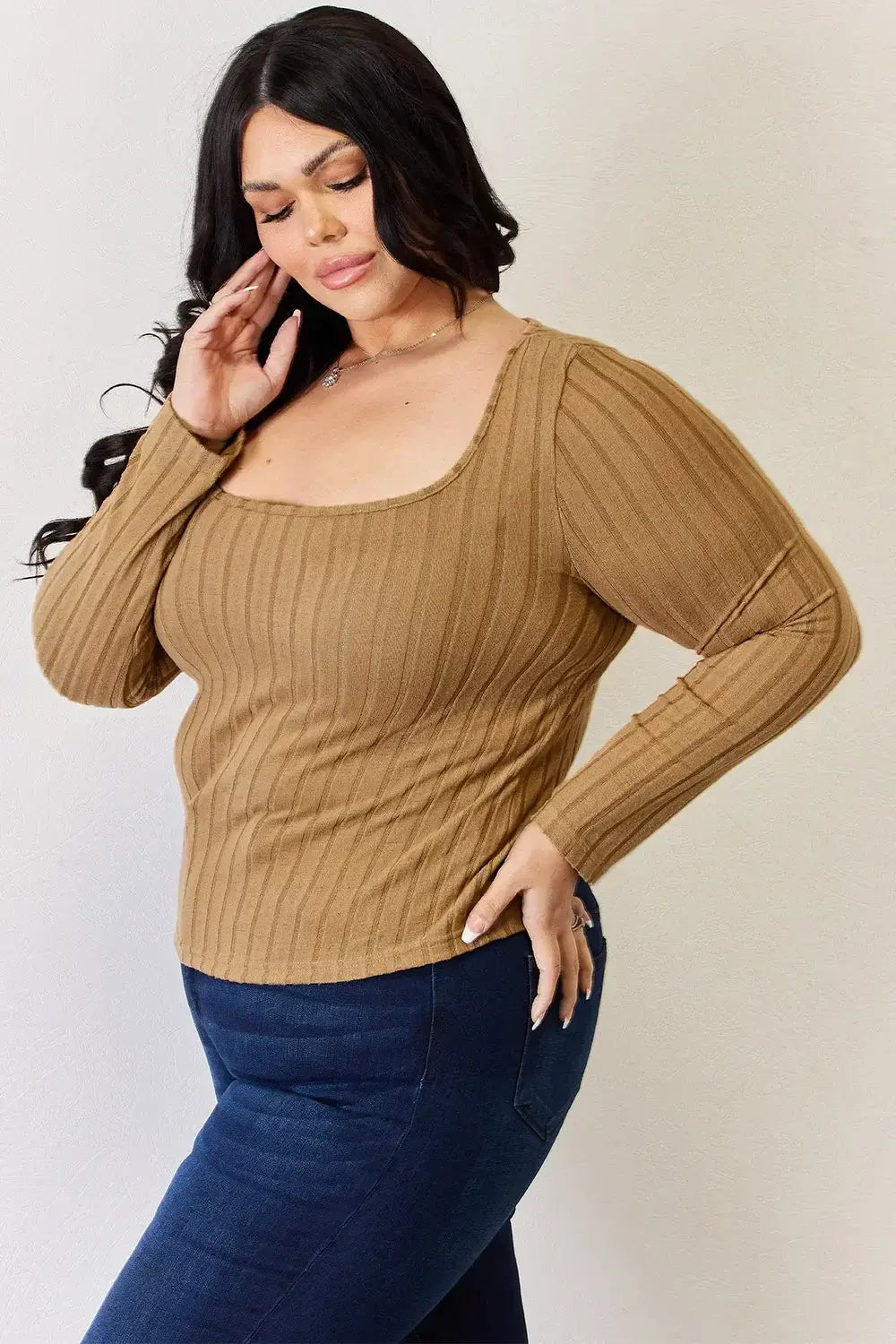 Basic Bae Full Size Ribbed Long Sleeve T-Shirt - ShopBasicbae - Flyclothing LLC