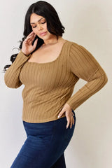 Basic Bae Full Size Ribbed Long Sleeve T-Shirt - ShopBasicbae - Flyclothing LLC
