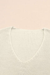 V-Neck Drop Shoulder Sweater - Trendsi - Flyclothing LLC