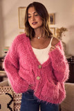 SO ME Soft Touch Hairy Loose Fit Cozy Sweater Cardigan - Trendsi - Flyclothing LLC