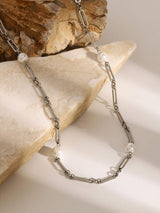 Stainless Steel Pearl Chain Necklace - Trendsi - Flyclothing LLC