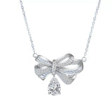 2 Carat Moissanite 925 Sterling Silver Bowknot Necklace - Trendsi - Flyclothing LLC