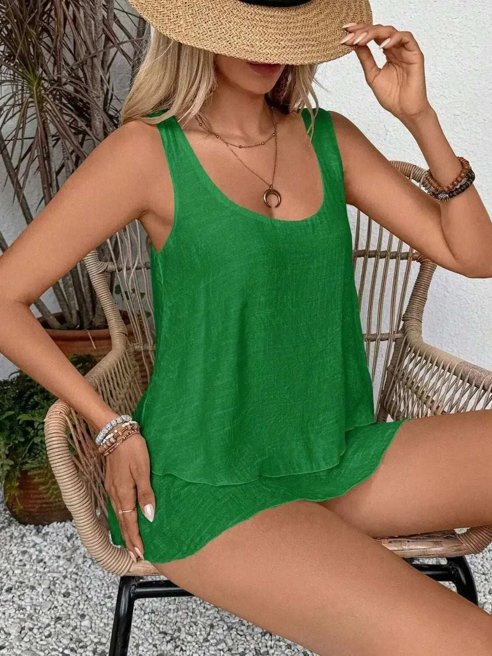 Wide Strap Layered Tank - Trendsi - Flyclothing LLC