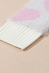 Pearl Detail Heart Round Neck Sweater - Trendsi