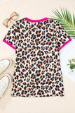 Leopard Round Neck Short Sleeve T-Shirt - Trendsi - Flyclothing LLC