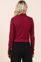 Mittoshop Mock Neck Rib Knit Long Sleeve Crop Top - Trendsi - Flyclothing LLC