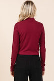 Mittoshop Mock Neck Rib Knit Long Sleeve Crop Top - Trendsi