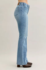 Judy Blue Full Size Mid Rise Bootcut Jeans with Contrast Wash & Front Patch Pockets Plus Size - Trendsi - Flyclothing LLC