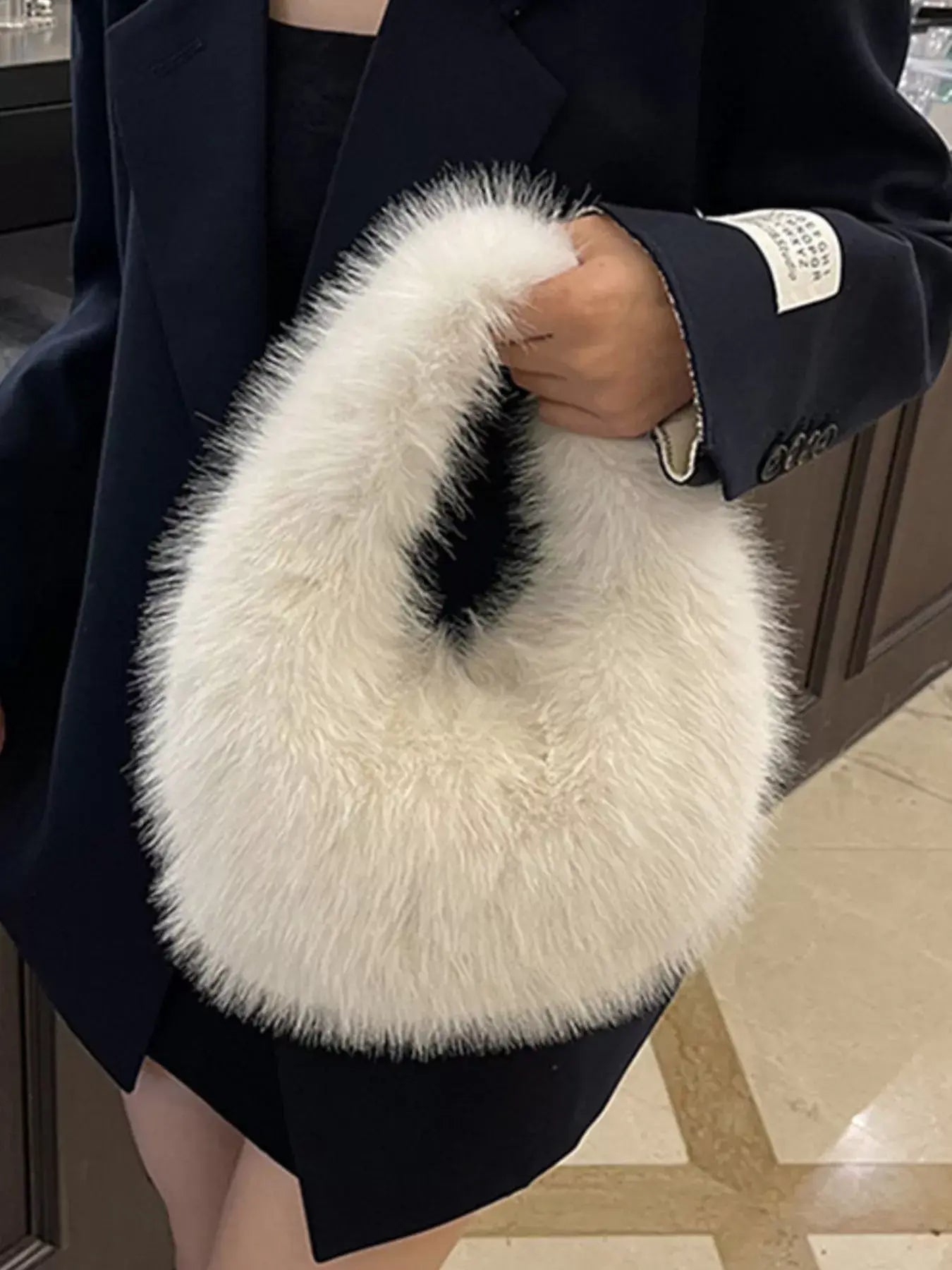 Fluffy Solid Color Handbag - Trendsi - Flyclothing LLC