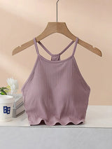Grecian Neck Cropped Tank with Chest Pads - Trendsi - Flyclothing LLC
