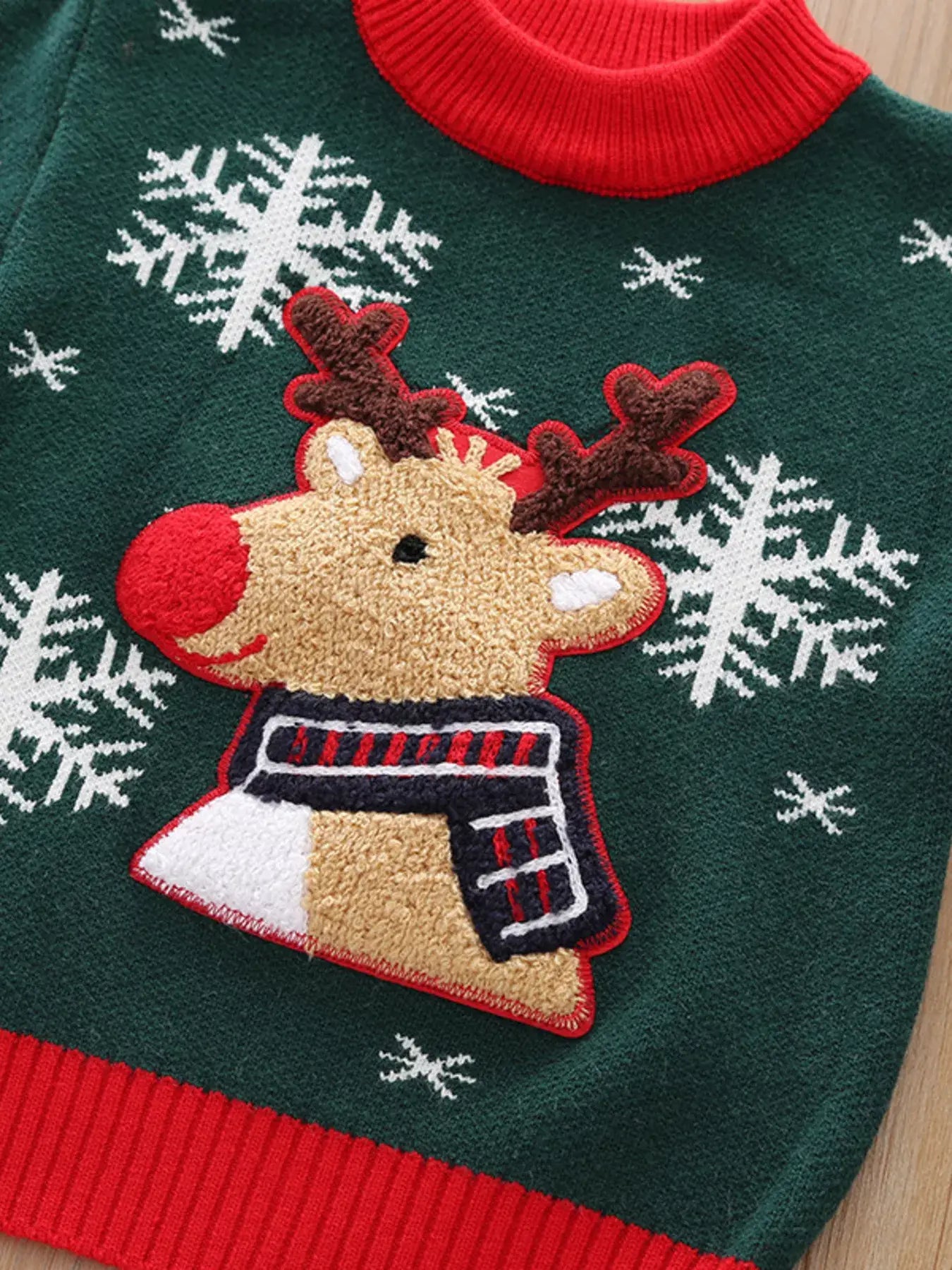 Children's Christmas Reindeer Snowflake Knitted Sweater - Trendsi - Flyclothing LLC