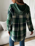 Devine Drawstring Plaid Long Sleeve Hoodie - Trendsi - Flyclothing LLC