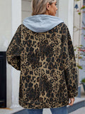 Leopard Button Up Drop Shoulder Denim Jacket - Trendsi - Flyclothing LLC