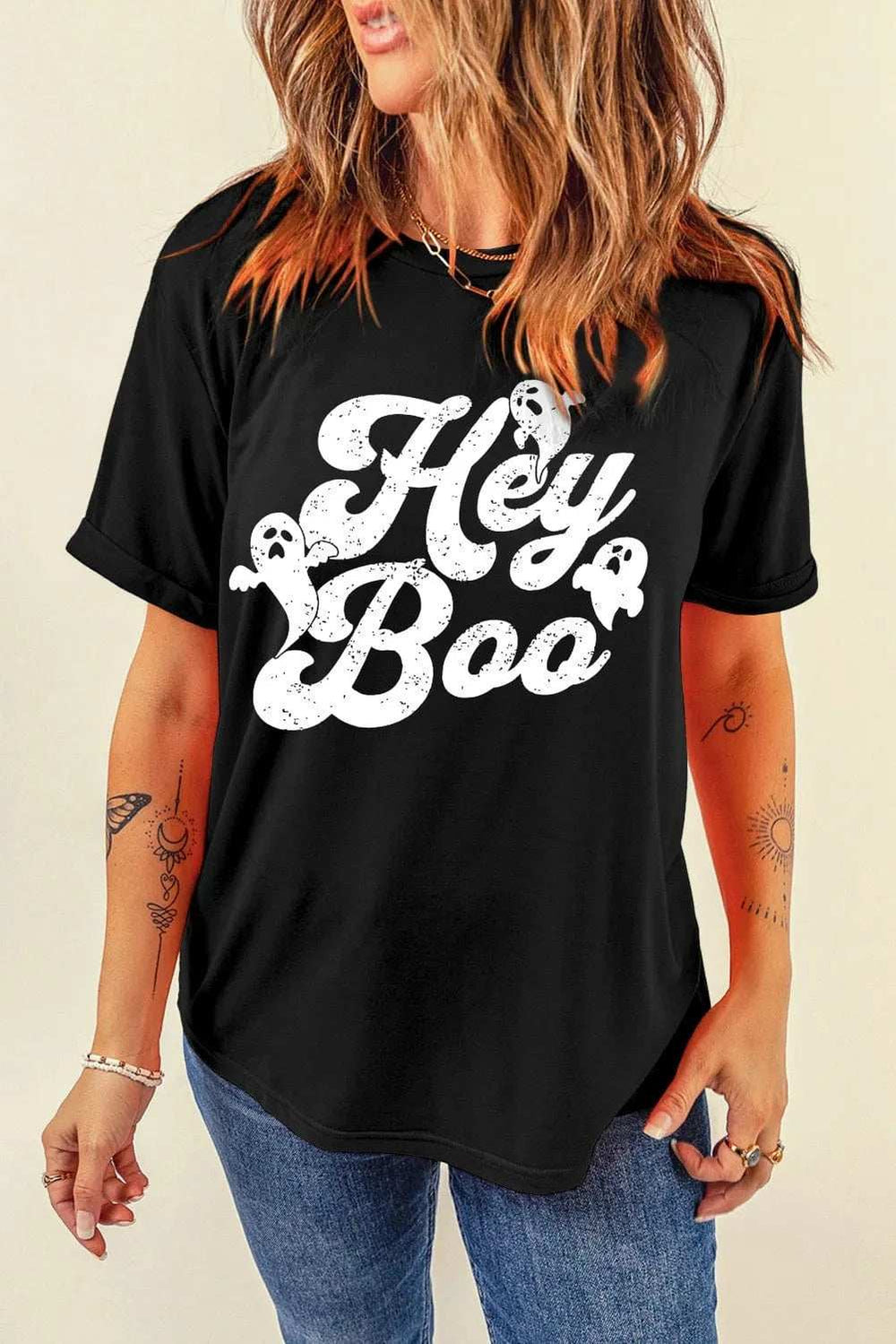 Letter Graphic Round Neck Short Sleeve T-Shirt - Trendsi - Flyclothing LLC