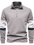Men's Color Block Long Sleeve Polo - Trendsi - Flyclothing LLC