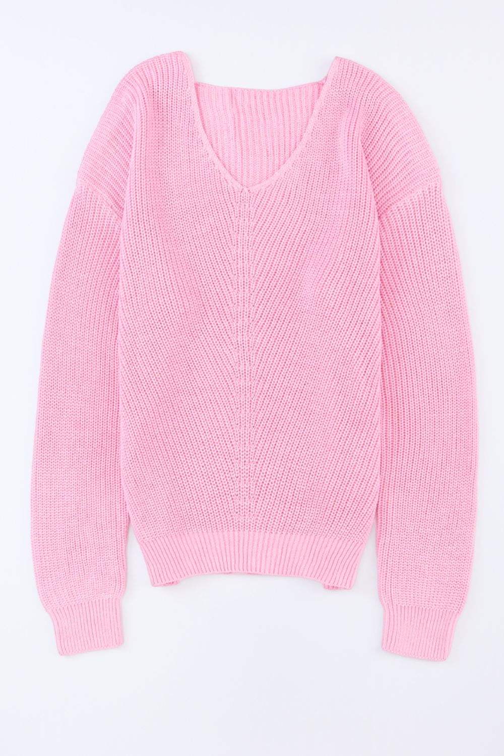 V-Neck Drop Shoulder Sweater - Trendsi - Flyclothing LLC