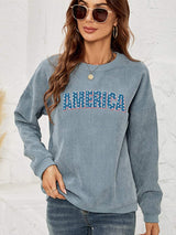 AMERICA Graphic Dropped Shoulder Sweatshirt - Trendsi - Flyclothing LLC