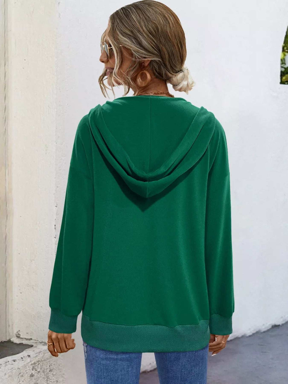 Full Size Snap-Down Hoodie with Kangaroo Pocket Plus Size - Trendsi - Flyclothing LLC