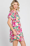 GeeGee Floral Ruff Sleeve Mini Dress - Trendsi