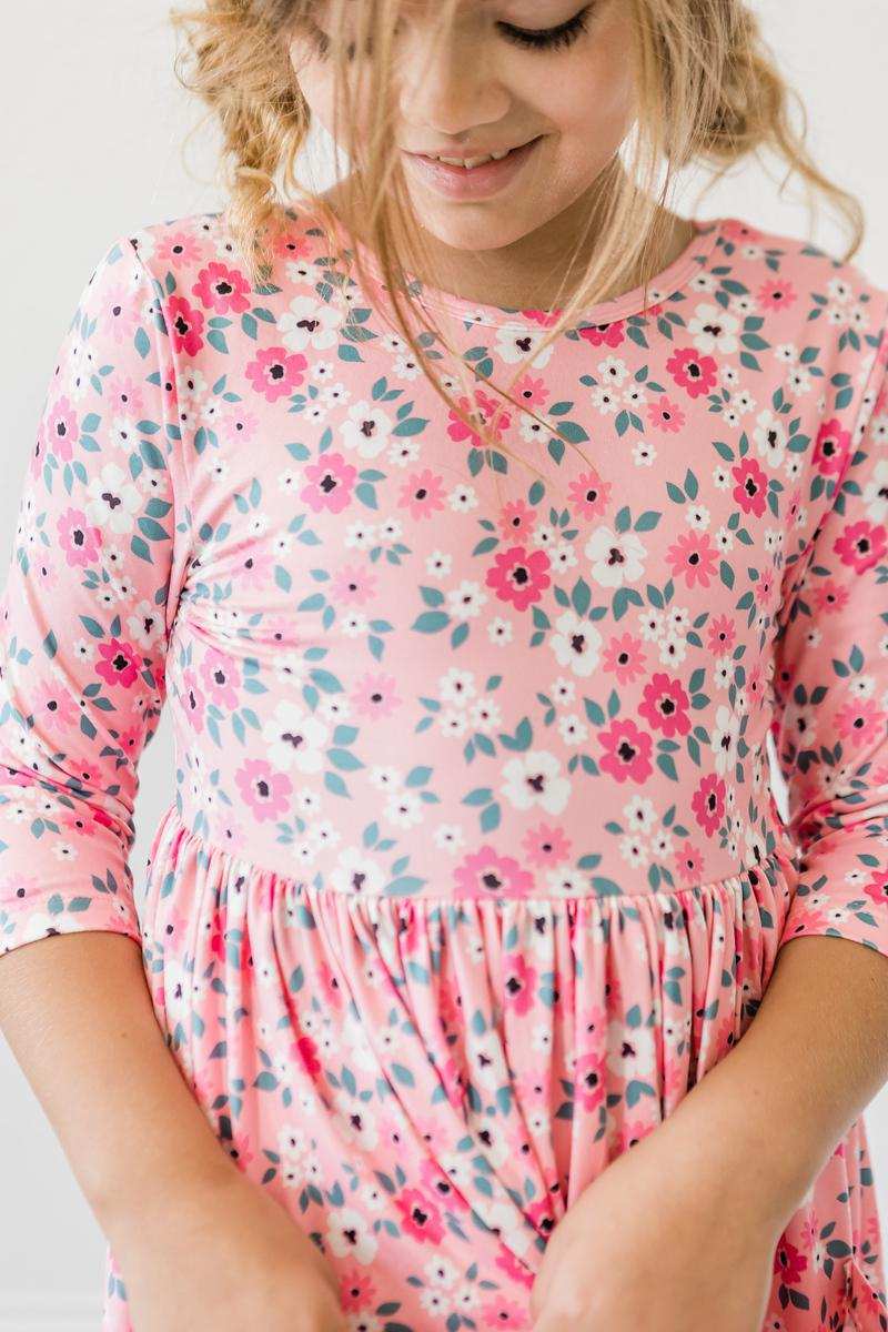 Azalea 3/4 Sleeve Pocket Twirl Dress - Mila & Rose ® - Flyclothing LLC