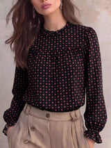 Printed Flounce Sleeve Blouse - Trendsi - Flyclothing LLC