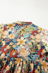 Printed Notched Flounce Sleeve Mini Dress - Trendsi - Flyclothing LLC