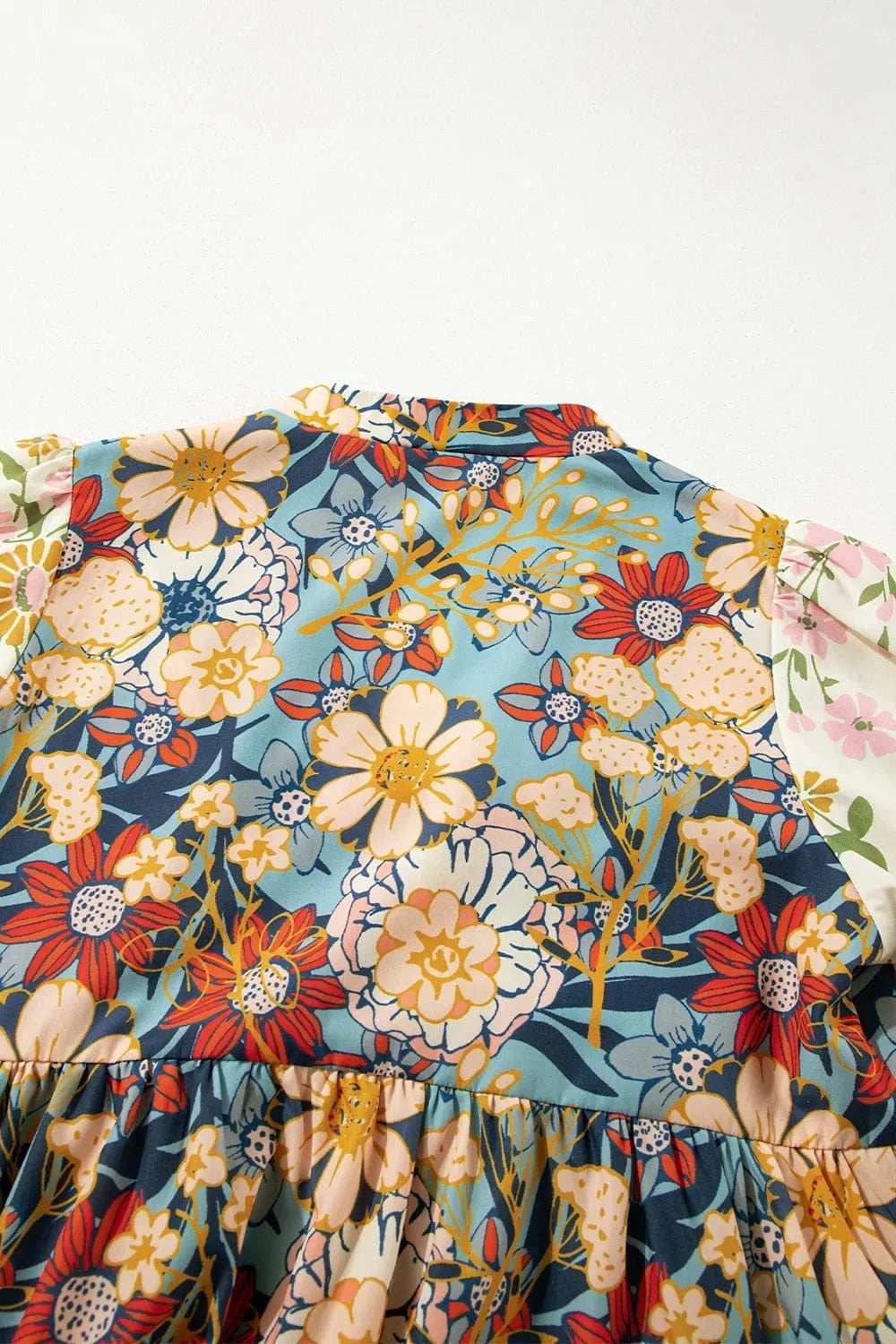 Printed Notched Flounce Sleeve Mini Dress - Trendsi - Flyclothing LLC