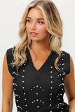 BiBi Chevron Pointelle Pearl Knit Top - Trendsi - Flyclothing LLC