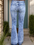 Distressed Button-Fly Bootcut Jeans with Pockets - Trendsi