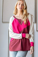 HOPELY Color Block Long Sleeve T-Shirt - Trendsi - Flyclothing LLC