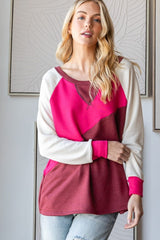 HOPELY Color Block Long Sleeve T-Shirt - Trendsi