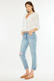 Kancan Mid Rise Distressed Boyfriend Fit Jeans - Trendsi