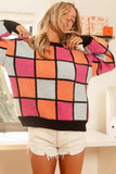 BiBi Multi Color Checker Pattern Sweater - Trendsi - Flyclothing LLC