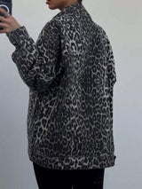 Leopard Button Up Long Sleeve Denim Top - Trendsi - Flyclothing LLC