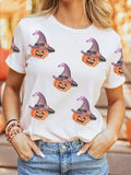 Sequin Pumpkin Witch Halloween Tee - Trendsi - Flyclothing LLC