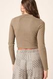 Mittoshop Mock Neck Long Sleeve Crop Knit Top - Trendsi