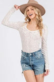 Ces Femme Velvet Floral Long Sleeve Bodysuit - Trendsi