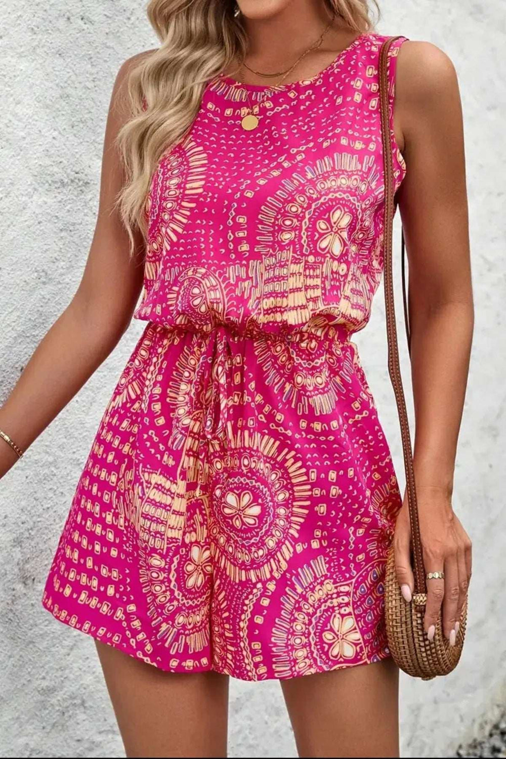 Boho Floral Print Sleeveless Summer Romper - Trendsi - Flyclothing LLC