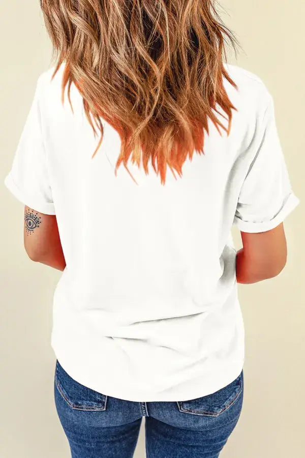 Sequin Strawberry Crew Neck Short Sleeve T Shirt - Trendsi - Flyclothing LLC