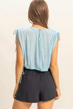 HYFVE Bubble Hem Side Tie Detail Round Neck Sleeveless Blouse - Trendsi - Flyclothing LLC