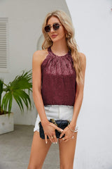 Sequin Grecian Neck Tank - Trendsi - Flyclothing LLC