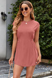 Round Neck Cap Sleeve Mini Dress - Trendsi